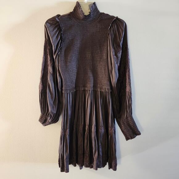 ULLA JOHNSON Angelica Smocked Long Sleeve Mini Dress - Picture 4 of 9